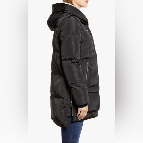 Sam Edelman Black Faux Shearling Lined Puffer Coat - Picture 4 of 15